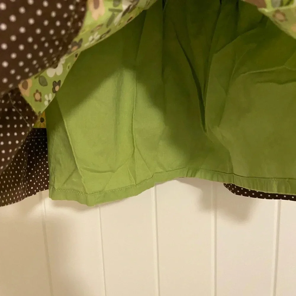 EUC | Carter’s baby girl green‎ & brown floral high neck dress — 12 months